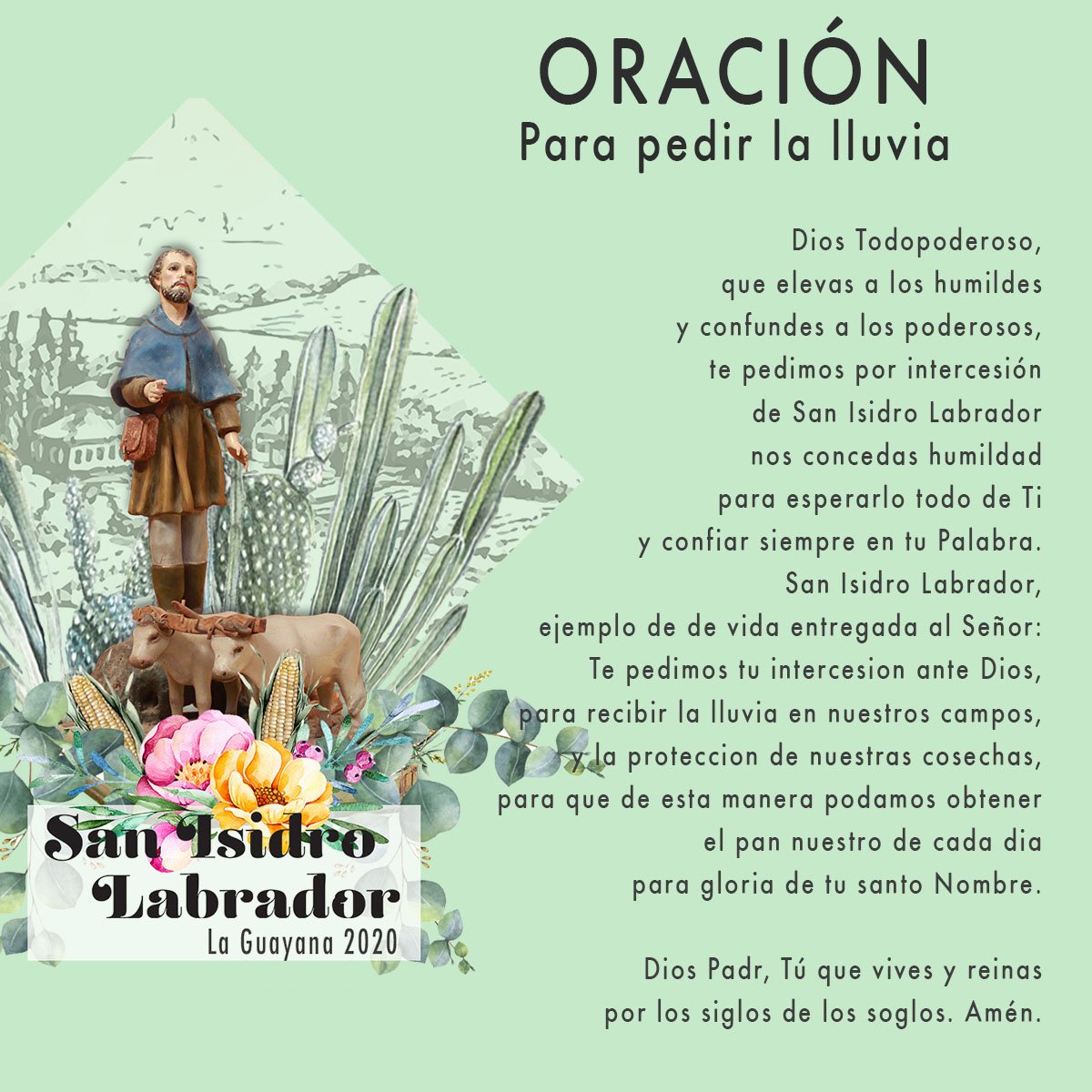 como rezar a san isidro labrador para que no llueva