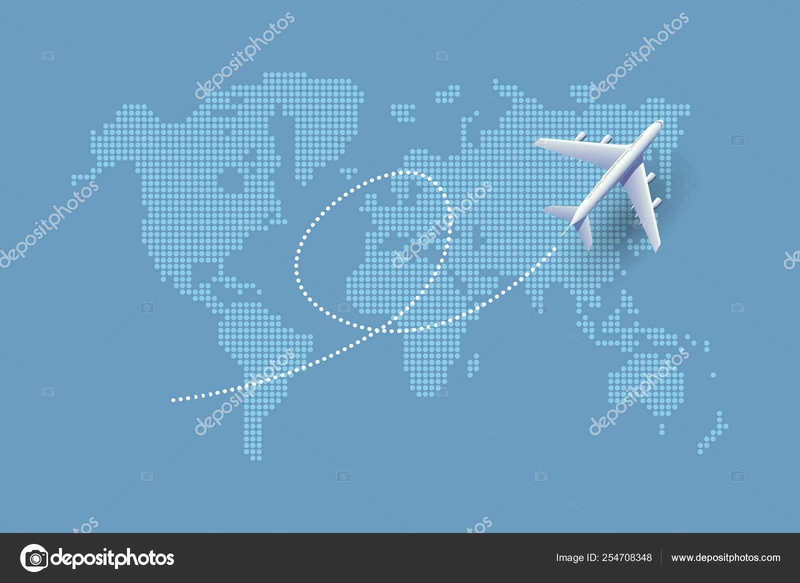aerolinea volando sobre un mapa del mundo