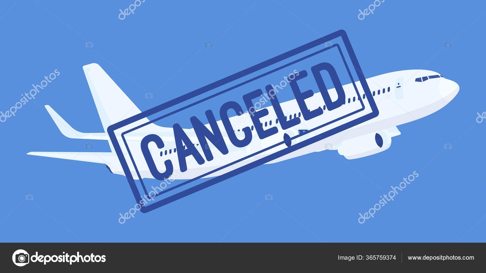 aeropuerto con aviones y senal de cancelacion