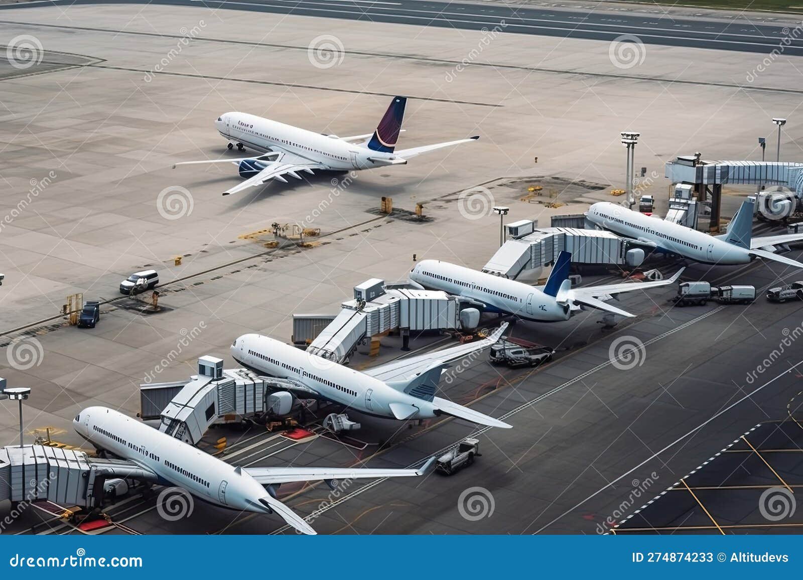 aeropuerto moderno con aviones en pista