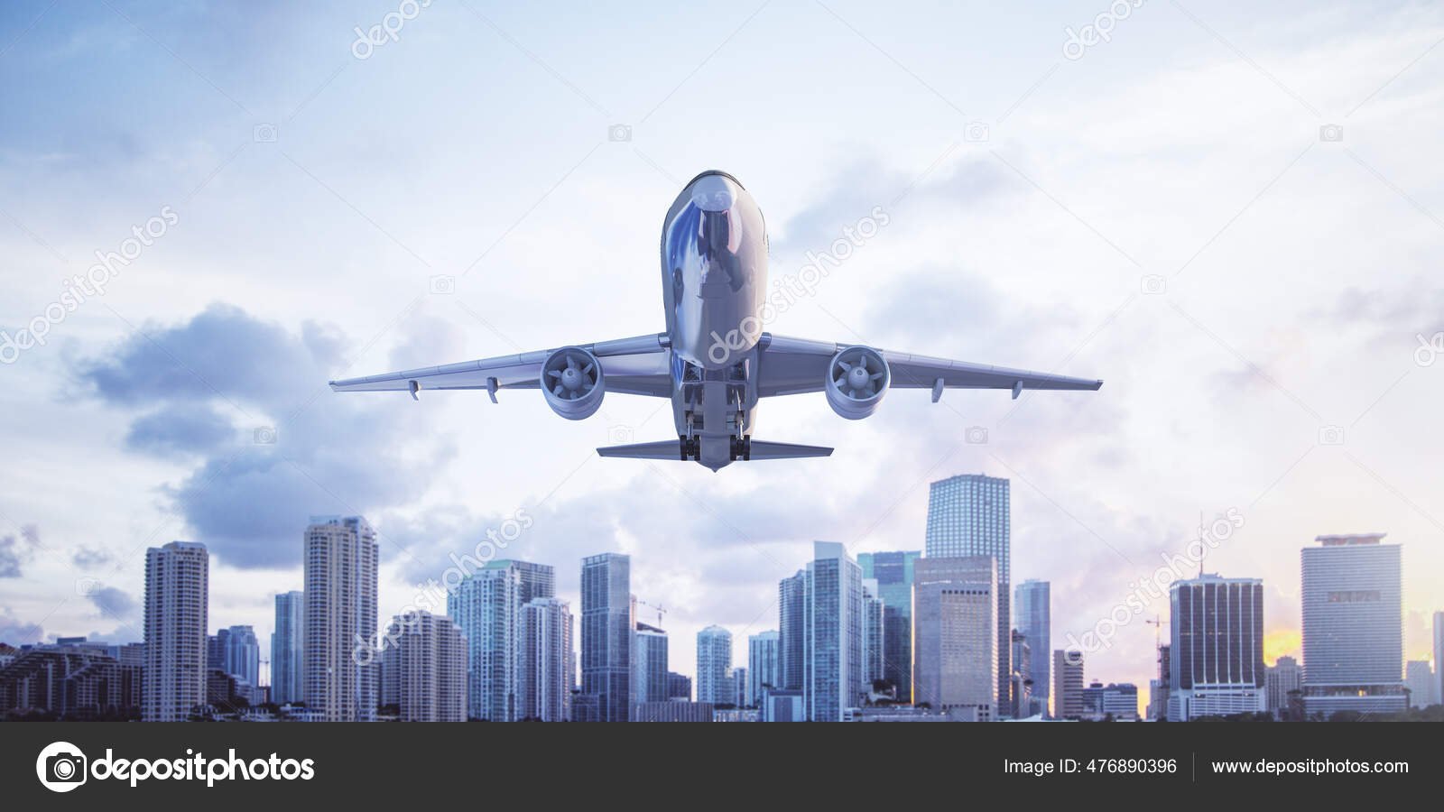 avion despegando sobre el horizonte urbano 1