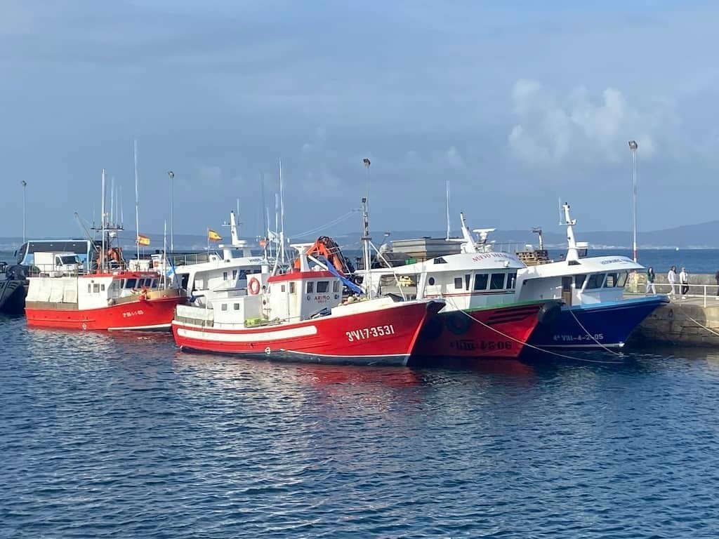 barcos de pescadores en o grove