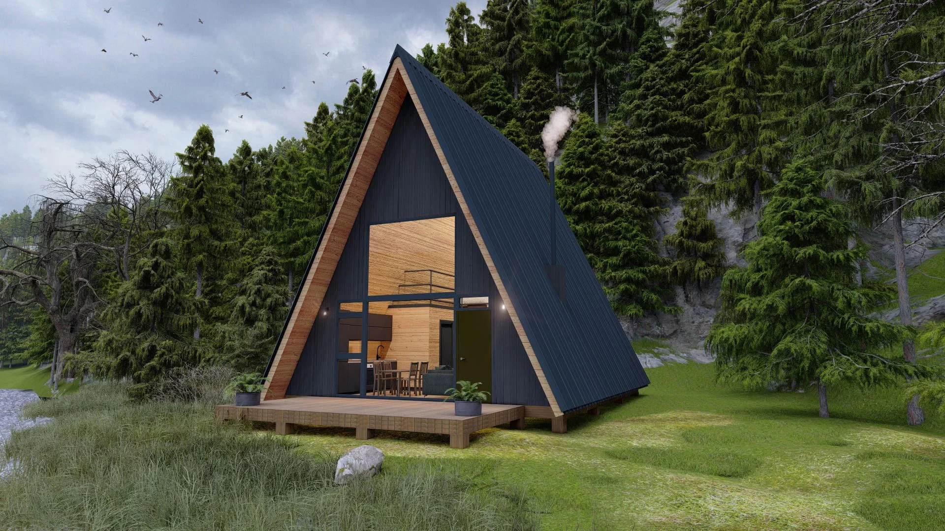 cabana de lujo en bosque sereno