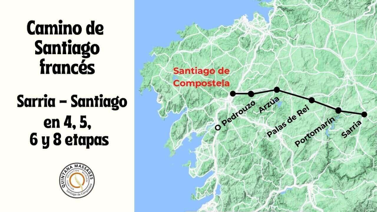 camino de santiago desde sarria en mapa