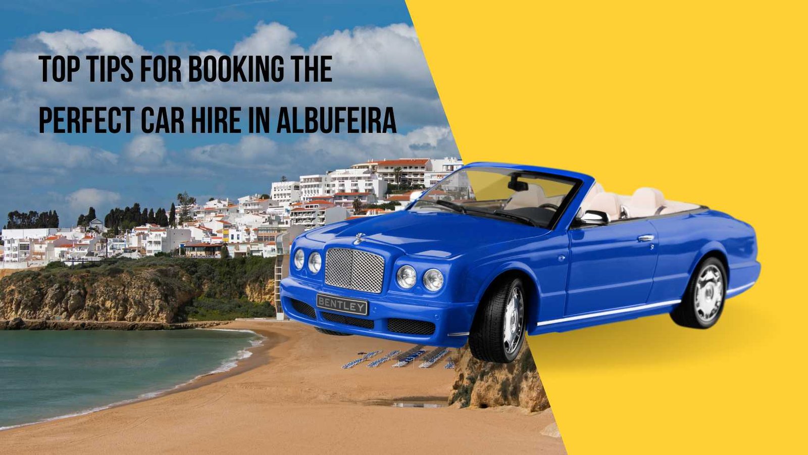 coche de alquiler en una playa soleada