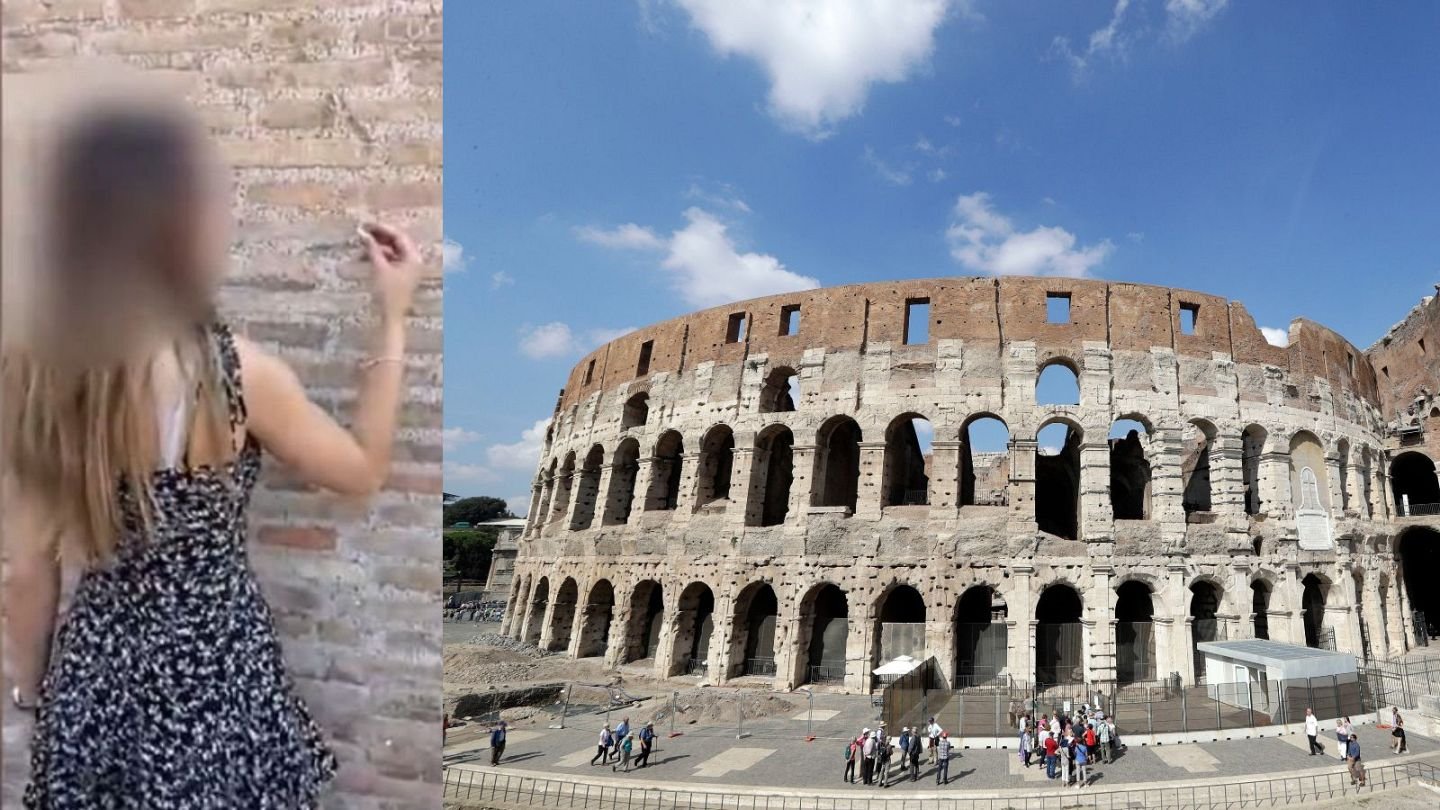 coliseo de roma con turistas