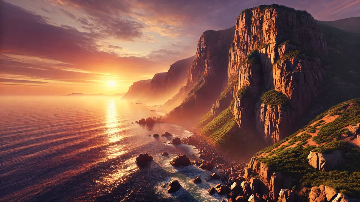 impresionante acantilado con mar de fondo