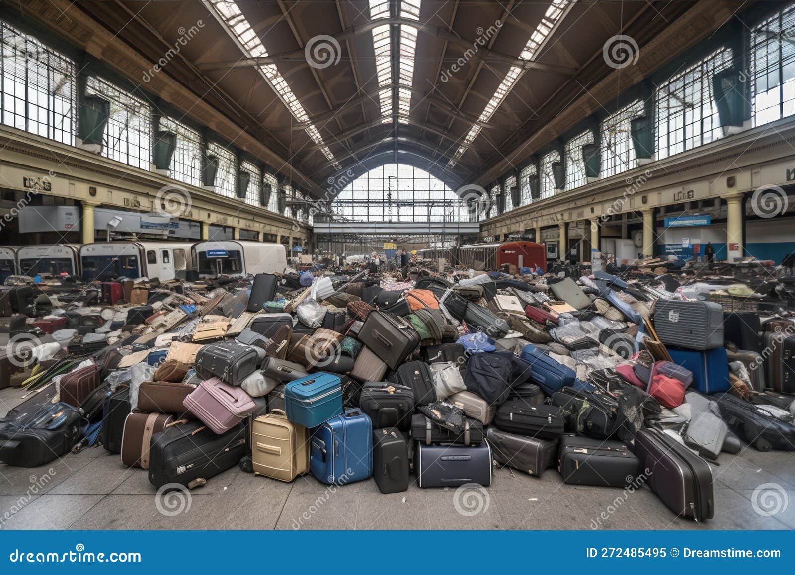 maletas en un vestibulo de estacion