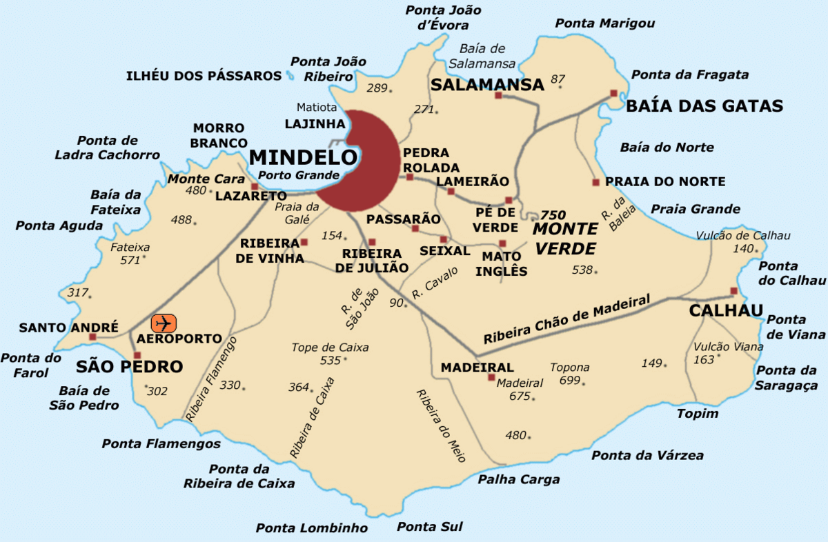 mapa de cabo verde con isla de sao vicente