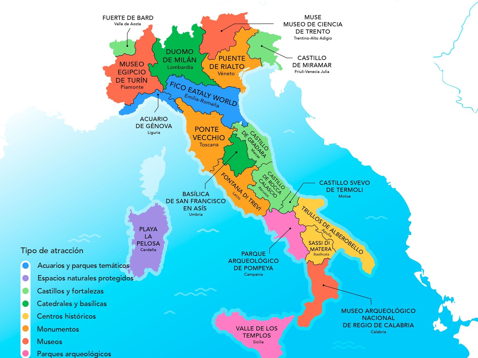 mapa de italia con roma y pisa