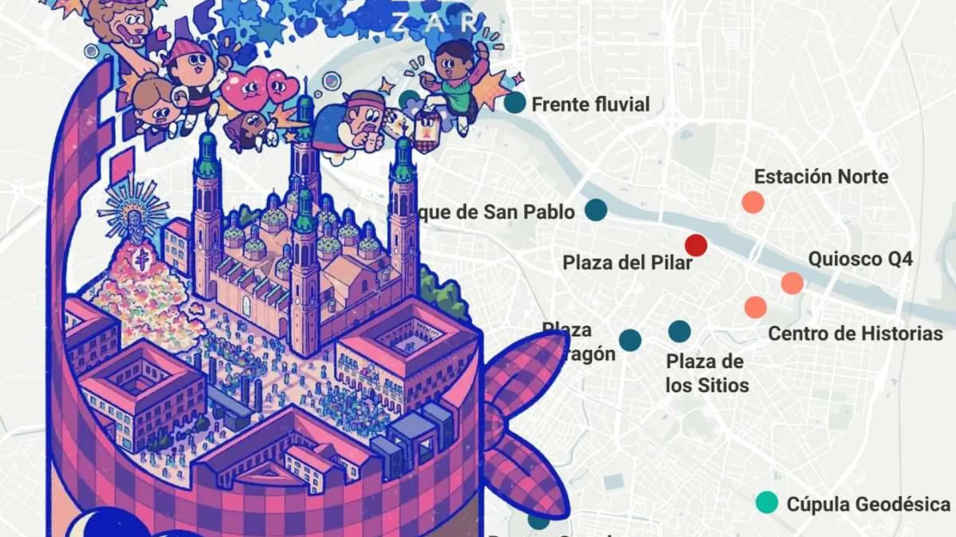 mapa de la plaza del pilar
