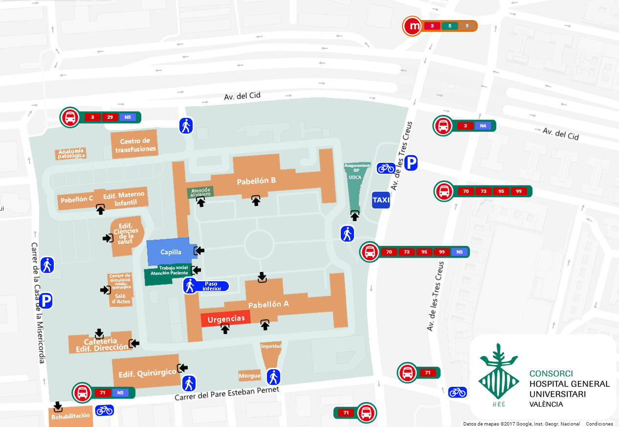 mapa de urgencias medicas en una ciudad