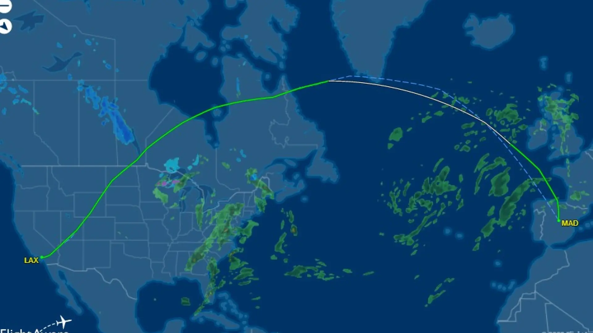mapa de vuelo entre madrid y san francisco