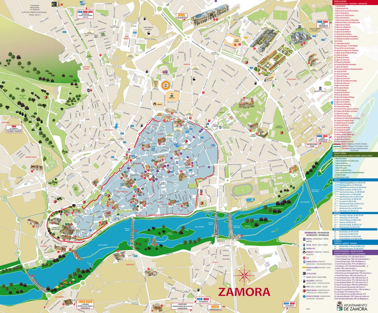 mapa de zamora con puntos de interes