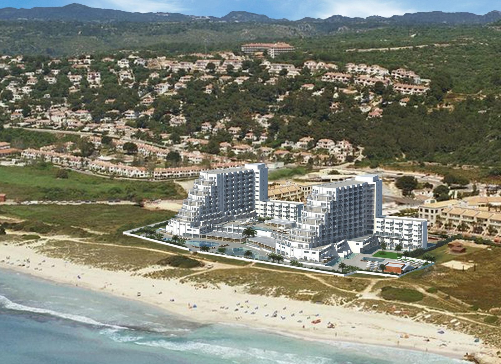 milano y pinguino en paisaje menorquin