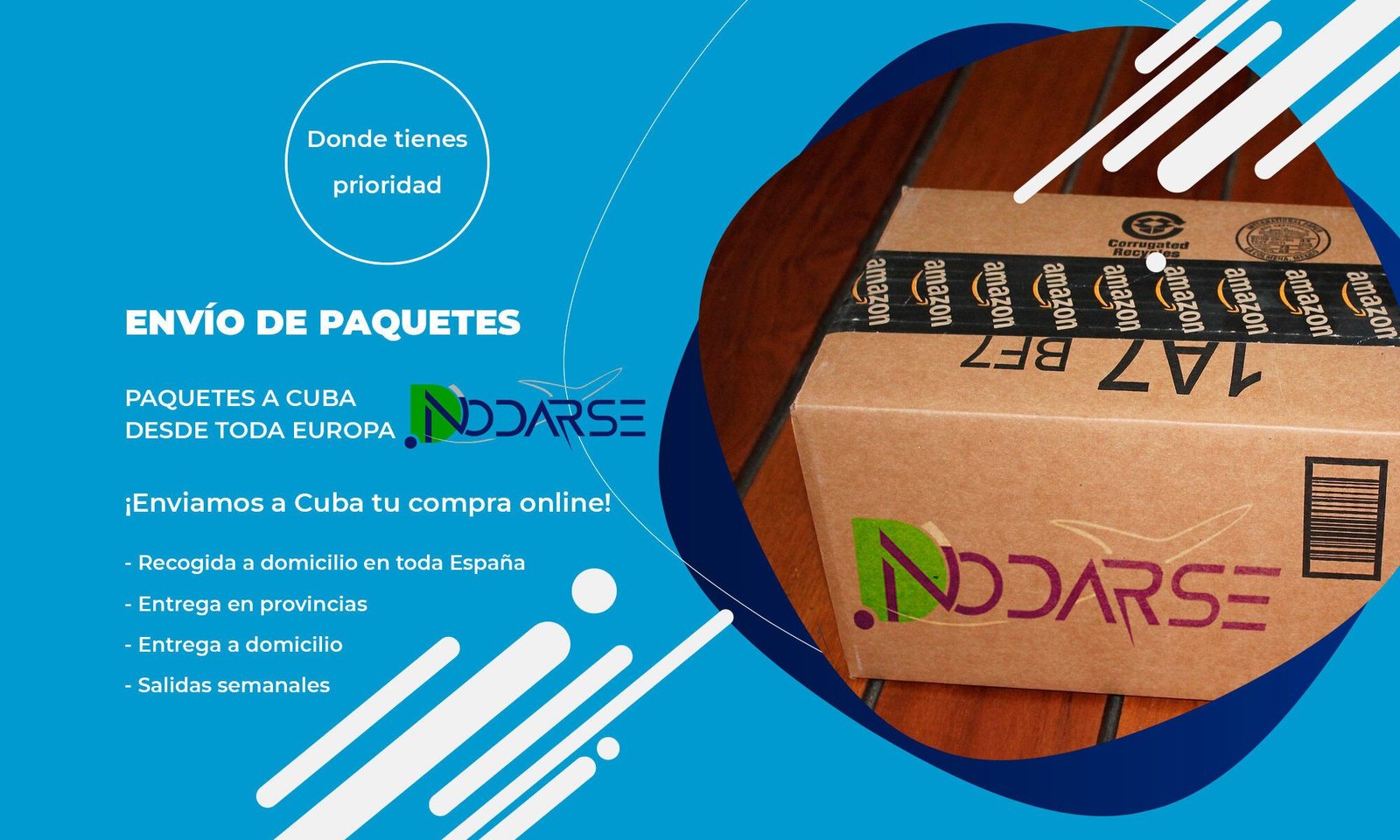 paquete postal viajando hacia cuba