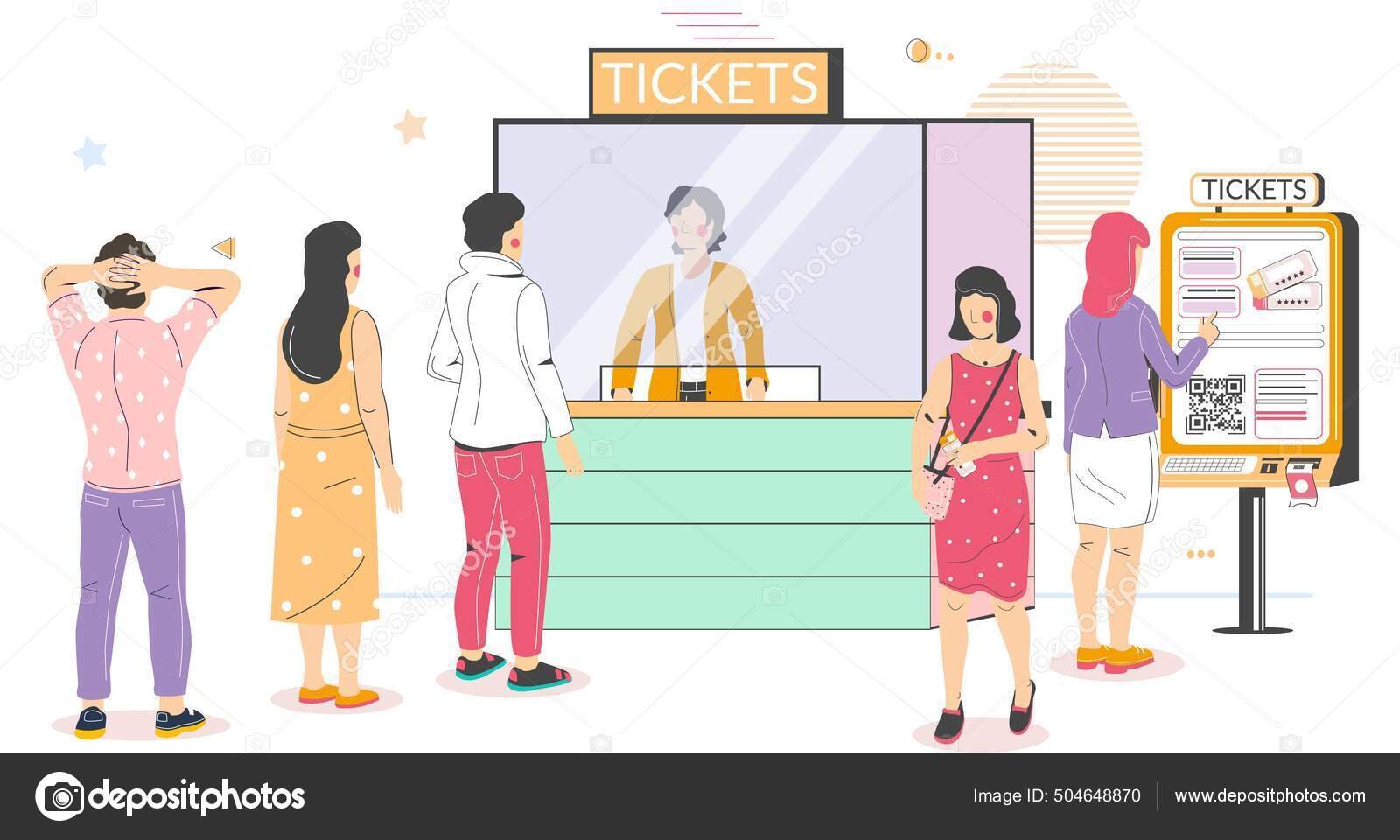 personas buscando entradas en una taquilla