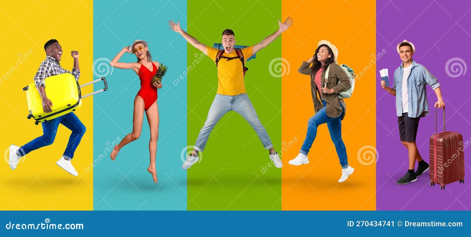 personas felices viajando por el mundo