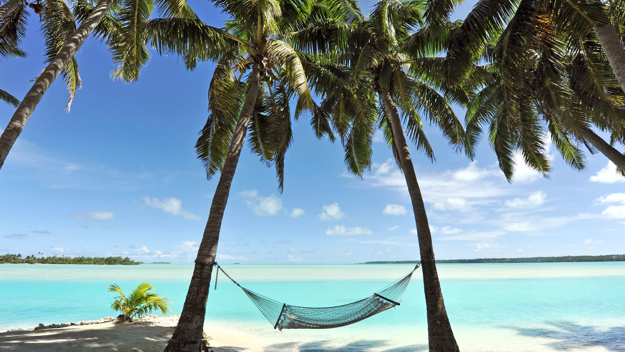 playa paradisiaca con sombrilla y crema solar