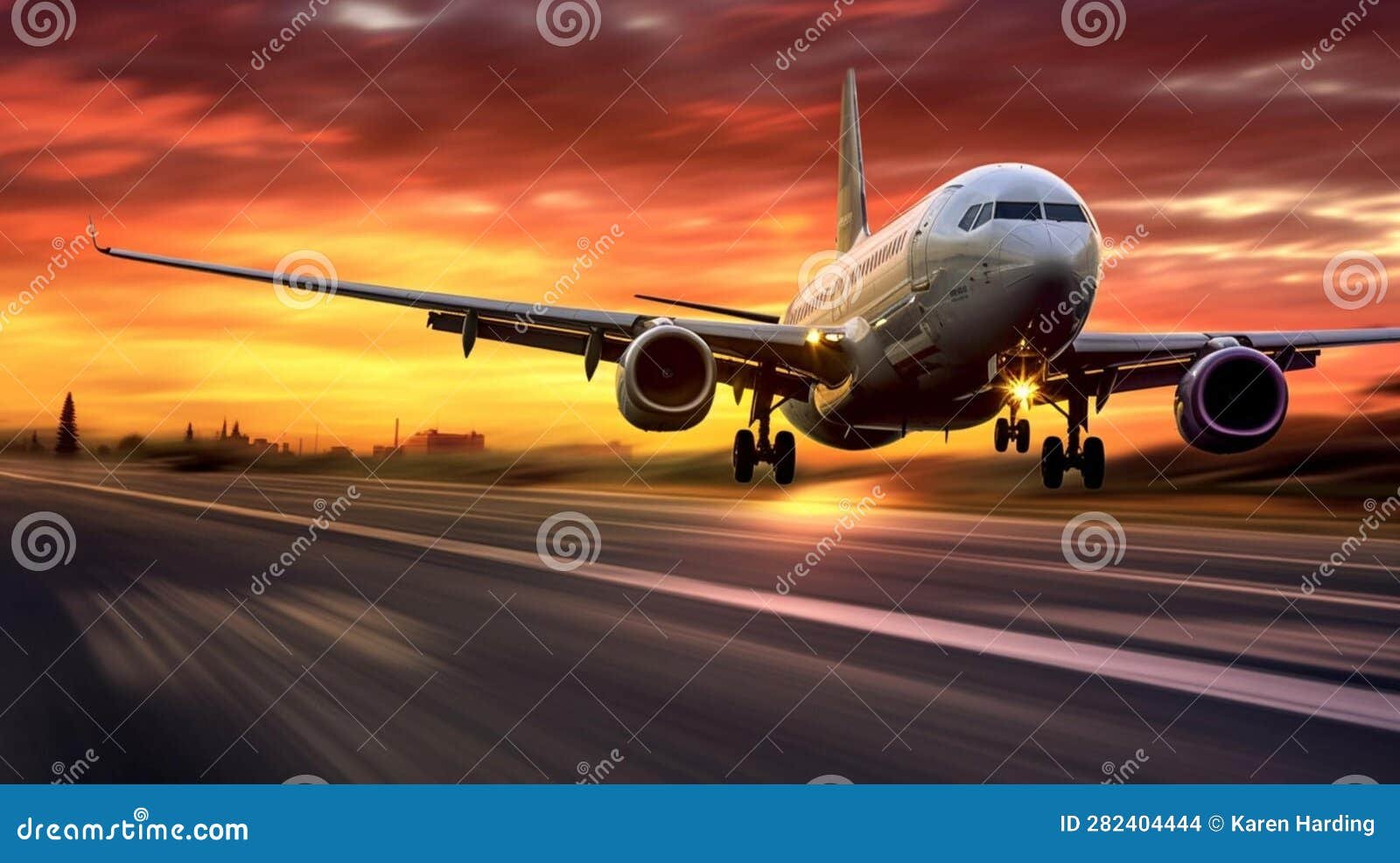 avion despegando hacia un atardecer