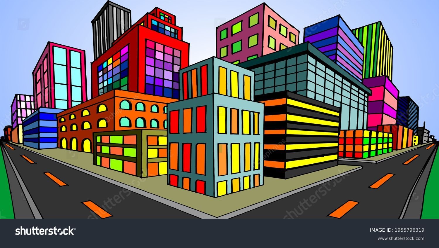 carretera entre dos ciudades en perspectiva